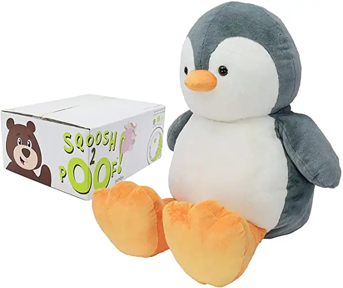 小さな箱の中に圧縮されたカスタムぬいぐるみペンギンぬいぐるみ動物ジャンボぬいぐるみキャラクター