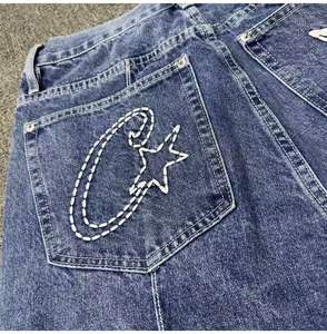 Nouveaux jeans Alcatraz tendance avec broderie étoile, pantalon cinq-quarts <span class=keywords><strong>Corteiz</strong></span> rétro déchiré style streetwear - Product Image 5