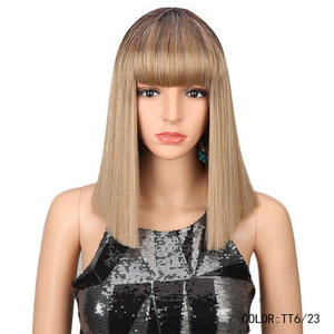 วิกผมสั้นตรงสีบลอนด์บ๊อบ,วิกผมม้าบีธแบบไล่สีวิกผมสังเคราะห์ทำจากไฟเบอร์อุณหภูมิสูง - Product Image 5