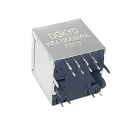 Prise verticale à branchement direct à 180 degrés, transformateur Ethernet intégré 100M, connecteur réseau RJ45, LED verte/jaune, placage or