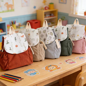 <span class=keywords><strong>Sac</strong></span> <span class=keywords><strong>à</strong></span> <span class=keywords><strong>dos</strong></span> en velours côtelé de haute qualité, décontracté, mignon et tendance pour femmes, vente en gros - Product Image 1