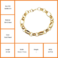 Bracelet chaîne à motifs fait main en acier inoxydable plaqué or 18 carats PVD, pour hommes et femmes, bijoux en gros