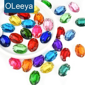 Strass en résine ovales/elliptiques Oleeya, pierres précieuses en vrac, cristaux à dos plat argenté à coudre pour robe de mariée - Product Image 1