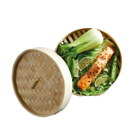10 HQ-Cesta De Bambú Y Vaporizador De 14 Pulgadas Con Procesador De Alimentos Dim Sum Essentials
