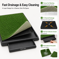 Plateau de propreté pour chien OEM avec tapis en herbe artificielle, tiroir de drainage, réutilisable, anti-fuite, pour l'apprentissage de la propreté des chiots, toilettes d'intérieur pour chiens