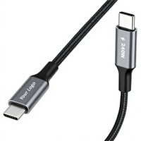 Kabel Pengisian Daya Tipe C ke C Nylon Braided dengan Logo Custom, Panjang 240W, PD3.1 Fast Charge, untuk Pemutar MP3/MP4 dan Komputer