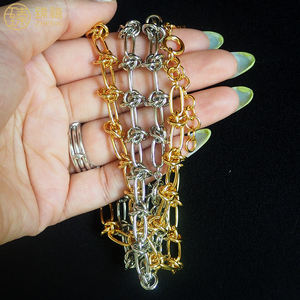 Zhenzxi-<span class=keywords><strong>Cadena</strong></span> de diseño de nudo grueso para <span class=keywords><strong>hombre</strong></span> y mujer, collar de latón amarillo de alta calidad, oro de 18K, resistente al deslustre, gran oferta de <span class=keywords><strong>Amazon</strong></span> - Product Image 6