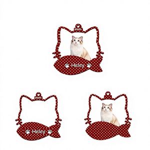 Figurine de chat en bois et acrylique personnalisée pour la table de Noël d'hiver, décoration personnalisée pour la maison - Product Image 1