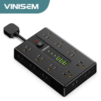 Multiprise murale américaine avec 16 prises, 3 ports USB Type-C, protection contre les surtensions 10A, protection contre les surcharges, utilisation hospitalière