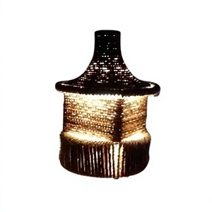 Vintage <b>Decorative</b> Handmade Rattan & Iron Pendant <b>Light</b> with Woven Shade LED Customizable Size & Shape - Product Image 1