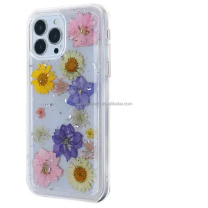 Coque de téléphone florale en résine de fleurs sauvages faites à la main pour iphone 12 13 14 15 série pro max