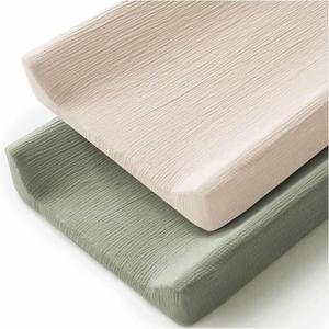 Neutral Color Soft and Breathable Muslin Baby <b>Changing</b> <b>Pad</b> <b>Covers</b> for Boys Girls - Product Image 6