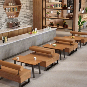 Modern Restaurant Furniture <b>Dining</b> Chair and <b>Table</b> Set with PU Leather Seats Iron Frame Durable 4-Seater for Commercial Use - Product Image 1