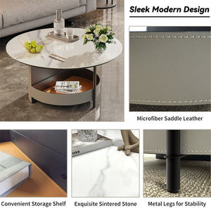 Mesa <span class=keywords><strong>de</strong></span> <span class=keywords><strong>centro</strong></span> <span class=keywords><strong>de</strong></span> café redonda, sillín <span class=keywords><strong>de</strong></span> microfibra, estante <span class=keywords><strong>de</strong></span> cuero, mesa <span class=keywords><strong>de</strong></span> almacenamiento decorativa, mesa auxiliar <span class=keywords><strong>de</strong></span> <span class=keywords><strong>centro</strong></span> <span class=keywords><strong>de</strong></span> café para sala <span class=keywords><strong>de</strong></span> estar - Product Image 6