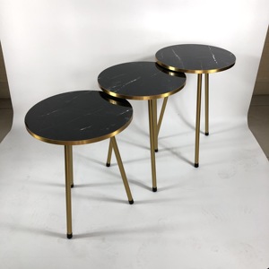 Ensemble de 3 tables pliantes en métal bon marché, design moderne, table d'appoint pour salon, buffets, armoires - Product Image 3