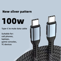 Kabel Data USB Type C 1M 100W 3A PD Pengisian Cepat Universal Berbahan Nilon Kepang Konduktor Tembaga Murni Material Aluminium Bersertifikasi CE/ROHS/FCC