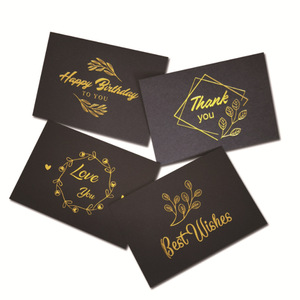 Biglietto di ringraziamento personalizzato, biglietto da visita di lusso nero goffrato, biglietto di auguri con stampa digitale e stampa a caldo in lamina d'oro su cartoncino - Product Image 5