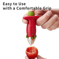 Coupe-fruits multifonctionnel manuel en plastique PS et acier inoxydable, robuste et durable, éplucheur de fraises, compatible lave-vaisselle
