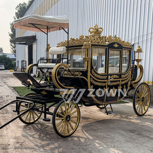 Calèche royale européenne classique, faite à la main, en bois et métal, tirée par des chevaux, pour mariage et accessoires de cinéma - Product Image 3