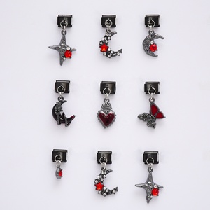 Breloques italiennes Punk Designs en acier inoxydable noir, pendentifs lune et étoile, bijoux pour bracelets à breloques - Product Image 6