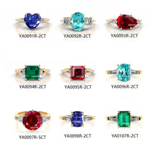 Bagues artisanales personnalisées à trois pierres, plaquées or, en argent 925, avec pierres précieuses colorées de laboratoire de qualité supérieure - Product Image 1