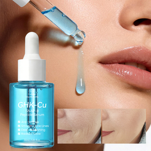 Suero Facial Cosmético con Péptidos de Cobre GHK-Cu de Marca Privada, Antienvejecimiento, Reparación de Arrugas, 10,000 ppm, Suero de Péptidos de Cobre Azul - Product Image 1