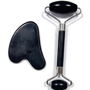 Black Facial <b>Roller</b> and Guasha Board Set for Face Massage Skin Care - Product Image 3