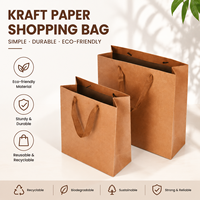 Sacs de courses en papier kraft écologiques, robustes et réutilisables, emballage cadeau biodégradable pour vêtements et thé, logo personnalisé en gros