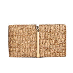 Women Stylish Straw Woven <b>Clutch</b> Purse Square Evening <b>Bag</b> Removable Metal Chain Evening <b>Bag</b> for Daily Life Beach <b>Wedding</b> Party - Product Image 6