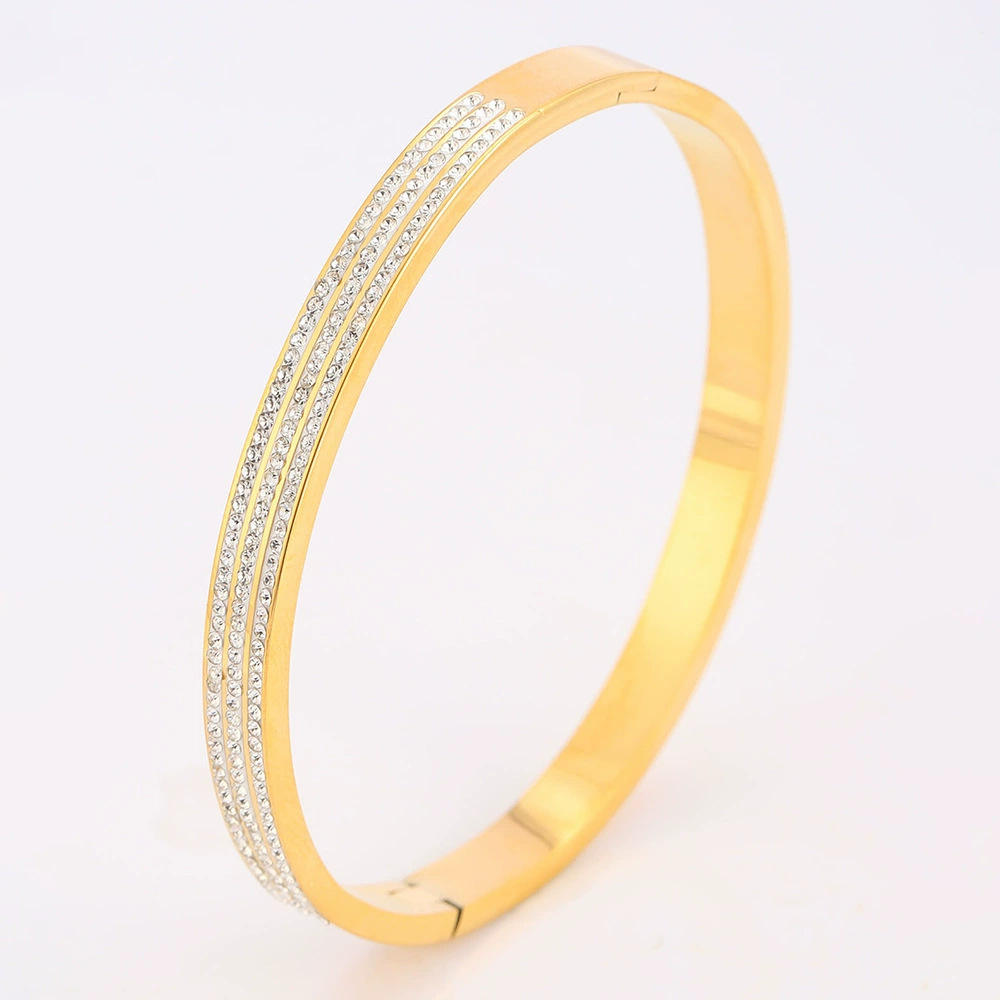 [333] bracelet en or à trois rangs de diamants