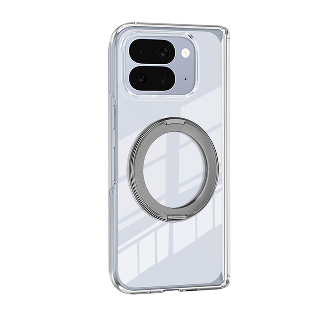 Transparent Clear Phone Case For Google Pixel 10Pro Fold Magnetic Phone Case with Rotate Ring Kickstand