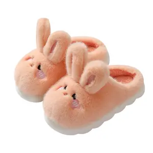 Comfortable Cotton Slippers Women's Fashion Fur Slippers Non-Slip Cute Rabbit Warm Fluffy Plush Home Slippers For Women