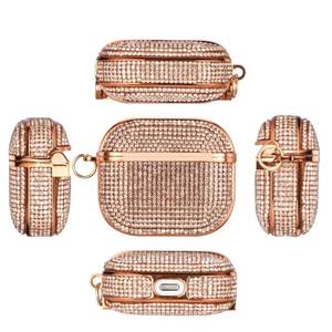 Étui pour écouteurs <span class=keywords><strong>AirPods</strong></span> Pro/1/2 <span class=keywords><strong>ultra</strong></span> brillant plaqué et incrusté de cristaux, étui pour écouteurs Bluetooth brillant, protection complète, vente en gros - Product Image 2