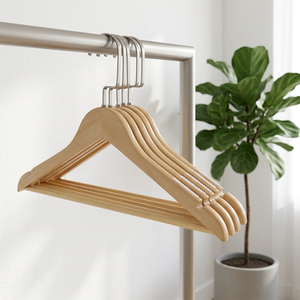 Male Premium Natural Wood Color Non-Slip Wooden Clothes <b>Hangers</b> Customizable With Logo Suitable For Boutique Window Displays - Product Image 4