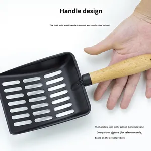 Recogedor de Arena para Gatos de Acero Inoxidable, de Gran Capacidad, Resistente, con Mango de Madera Maciza - Product Image 1