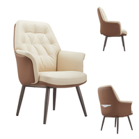 Fauteuil de bureau exécutif moderne de luxe en cuir capitonné, 4 pieds en métal, dossier haut ergonomique, fauteuil de réunion, chaise d'accueil pour invités