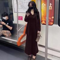 Nouveauté Robe décontractée pour femme avec devant ouvert Robe pull à col en V avec tissage tricoté pour l'automne