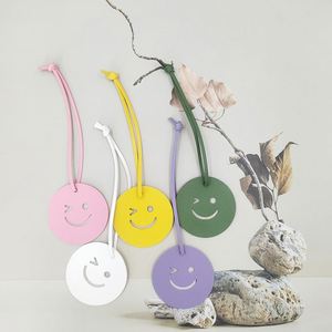 Cute Smile Shape <b>Bag</b> <b>Charm</b> PU Leather Smile Expression Keychain Happy Face Pendants <b>Bag</b> Accessory - Product Image 1
