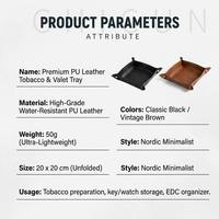 Plateau de rangement pliable en cuir PU de qualité supérieure avec boutons-pression pour accessoires de fumeur et stockage de tabac, vente en gros
