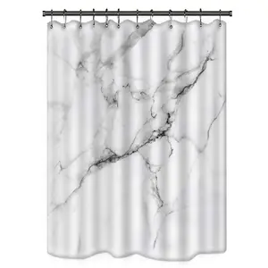 Marble Shower Curtain for Bathroom Grey and White Fabric Shower Curtain Set with Hooks Chic 3D Crack Design Bathroom Accessories