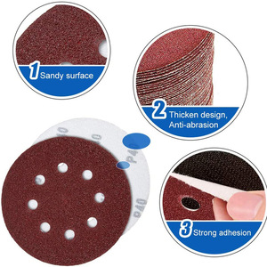 Papel de <span class=keywords><strong>Lija</strong></span> <span class=keywords><strong>Circular</strong></span> de Alúmina Roja de 5 Pulgadas y 8 Agujeros con Gancho y Bucle <span class=keywords><strong>para</strong></span> Pulir Madera y Metal en Lijadoras de Pista - Product Image 4