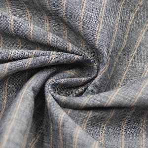 Hilo teñido 165gsm vestido camisa Material raya clásica <span class=keywords><strong>Inden</strong></span> 25% algodón 75% tela de lino - Product Image 3