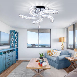 Kaltweiß Sichel förmige Kristall Decken leuchte Edelstahl Basis Wohnzimmer Schlafzimmer Hotel Innen halle Verfügbar Mitte - Product Image 4