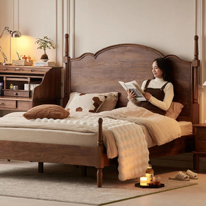 Cadre de lit en bois massif de style colonial américain, noyer et chêne vintage, tailles <span class=keywords><strong>Queen</strong></span> et King, personnalisable, OEM - Product Image 4