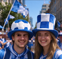 Chapeau haut à carreaux en peluche pour supporter de football, accessoire de tête pour défilé de carnaval, Halloween, cosplay, accessoire photo, fournitures de fête pour les fans de football