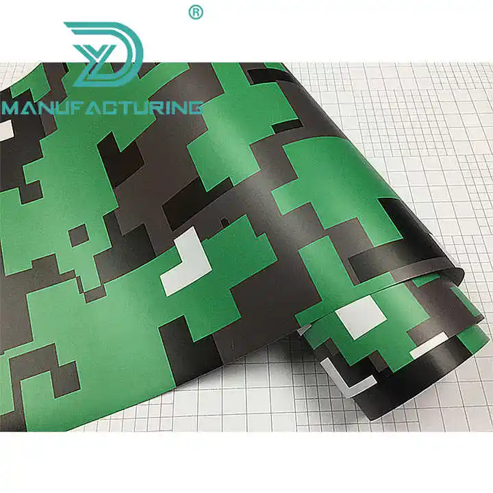 Air Free Car Truck Motorbike Envolvimento Preto branco verde Camuflagem Vinil Film Adhesive Car Wraps Sticker