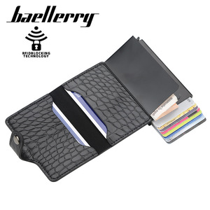 Baellerry Men's Crocodile Pattern Card Holder Pu Leather Anti <b>Rfid</b> Multi Slot Automatic Pop Up <b>Wallet</b> For Credit Cards - Product Image 2