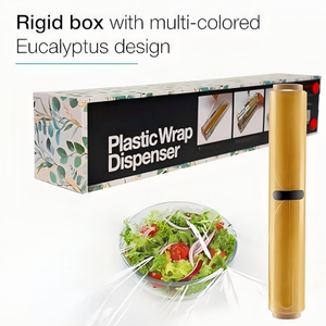 HuamaohengchunEucalyptus Refillable <b>Plastic</b> <b>Wrap</b> Dispenser - One 12" x 250' Roll of Professional Grade <b>Plastic</b> <b>Wrap</b> - BPA Free - Product Image 2