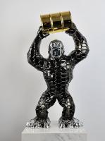 Statue décorative en résine personnalisée Gorille Chimpanzé Evelyn pour meuble TV, Ornement d'intérieur, Grand singe rugissant en résine pour la maison