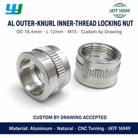 Écrou moleté en aluminium CNC sur mesure, filetage interne, moletage droit, pièces usinées non standard, OEM
